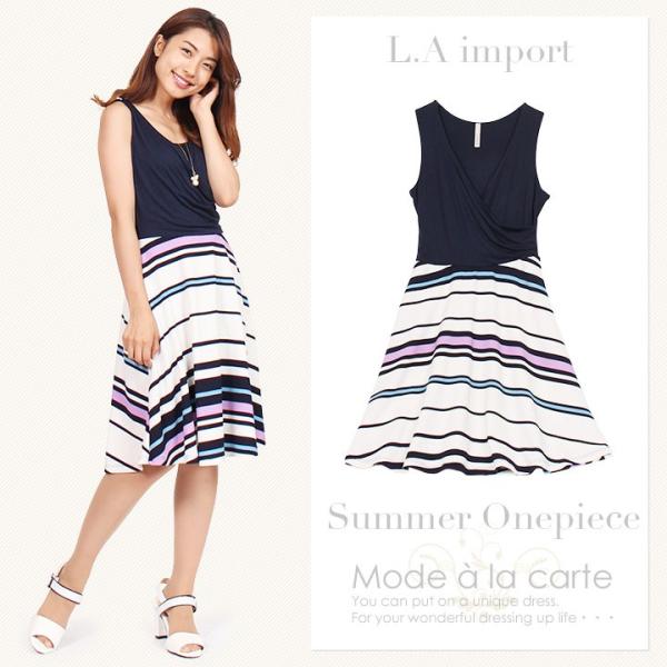 ワンピース レディース インポート 夏 カシュクール 40代 きれいめ 膝  