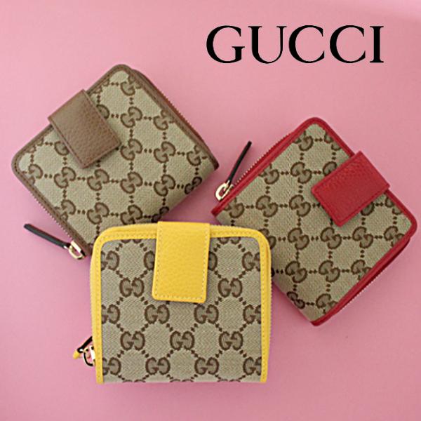 レディースファッション 財布、帽子、ファッション小物 グッチ GUCCI 財布 二つ折り財布 レディース GGキャンバス 