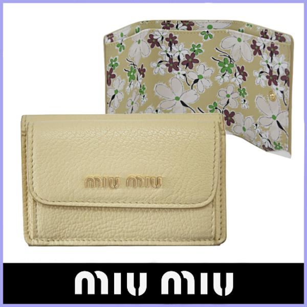 ミュウミュウ miumiu 財布 新作 三つ折り財布 イエロー レディース