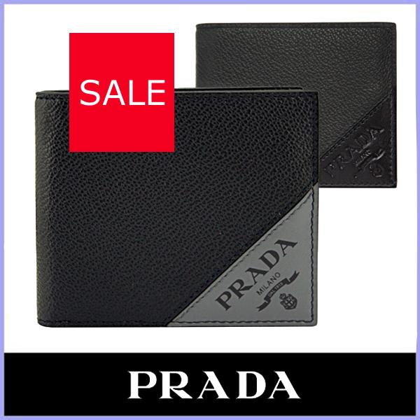 プラダ PRADA 財布 メンズ 二つ折り財布 黒/ブラック アウトレット 2MO003