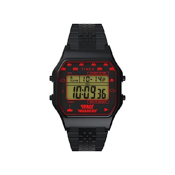 Timex T80 x Space Invaders 34mm 腕時計 - ブラック、ステンレスブレ...