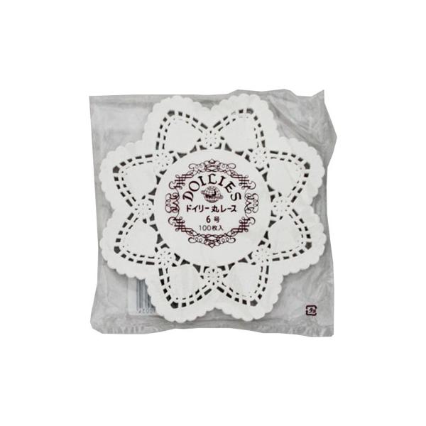ドイリー レースペーパー 丸6号 100枚入 ケーキ敷紙 製菓用 ラッピング用品 お菓子作り デザート装飾 業務用 パーティー用
