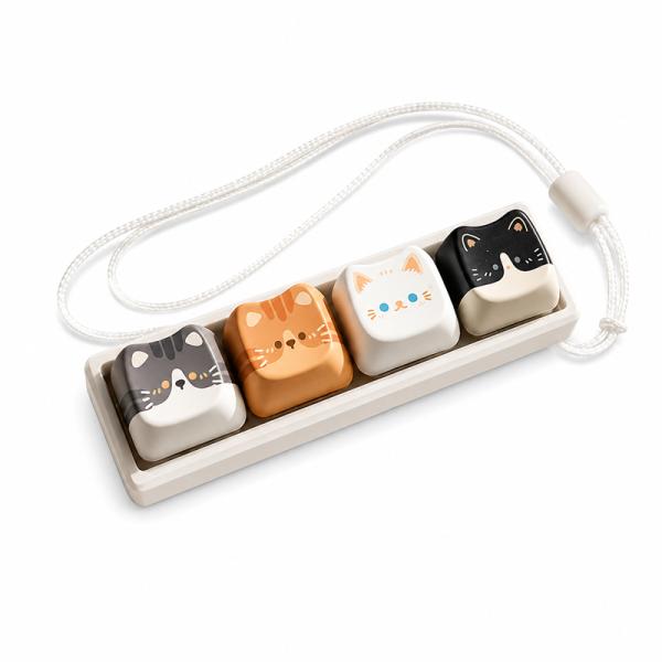 【9月上旬入荷予約】 猫 犬 キーボードキーホルダー 4キー プッシュボタン 指先ボタン ストレス解消 フィジェットトイ キーキャップ風 ねこ ネコ キャット