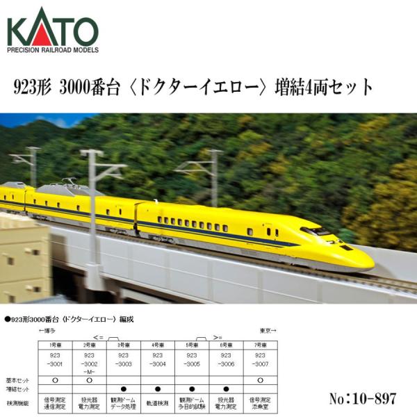 KATO　10-897 923形3000番台「ドクターイエロー」4両増結セット KATO 10-897 923形 3000番台 「ドクターイエロー」 4両増結
