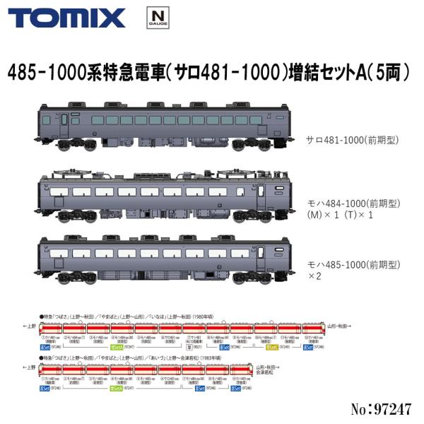 予約 2027年3月予定 No:97247 TOMIX 485-1000系特急電車（サロ481-1000）増結セットＡ（5両） 鉄道模型 Nゲージ TOMIX トミックス