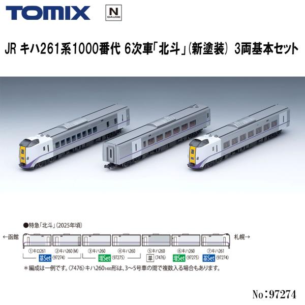 【予約 2027年4月予定】【Nゲージ】TOMIX No:97274 JR キハ261系1000番代 6次車「北斗」(新塗装) 3両基本セット