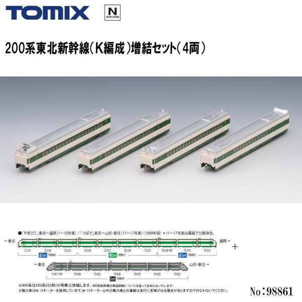 【予約 2027年4月予定】【Nゲージ】TOMIX No:98861 200系東北新幹線（Ｋ編成）増結セット（4両）