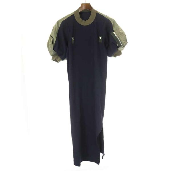 sacai サカイ 22SS アシンメトリー パフスリーブマキシワンピース