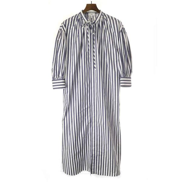 HYKE ハイク 22SS T/C STRIPED GATHERED DRESS ストライプ