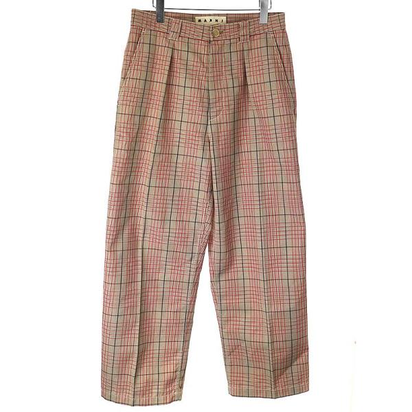 MARNI マルニ 20SS チェック柄コットンストレートスラックス