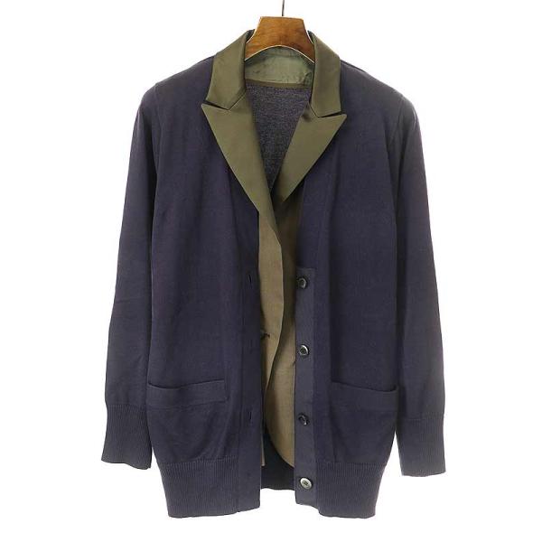 sacai サカイ 21SS Suiting x Knit Cardigan スーチングニットカーディガン ネイビー サイズ:1 レディース sacai サカイ 21SS Suiting x Knit Cardigan スーチングニットカーディガン ネイビー サイズ:1 レディース
