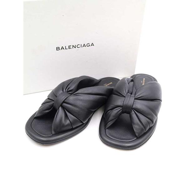BALENCIAGA バレンシアガ リボンデザインレザーサンダル ブラック