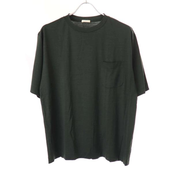 美品　COMOLI コモリ ウール天竺クルーネックポケットTシャツ グリーン 2 modescape_rc-it0sc92kv74g-xvjy