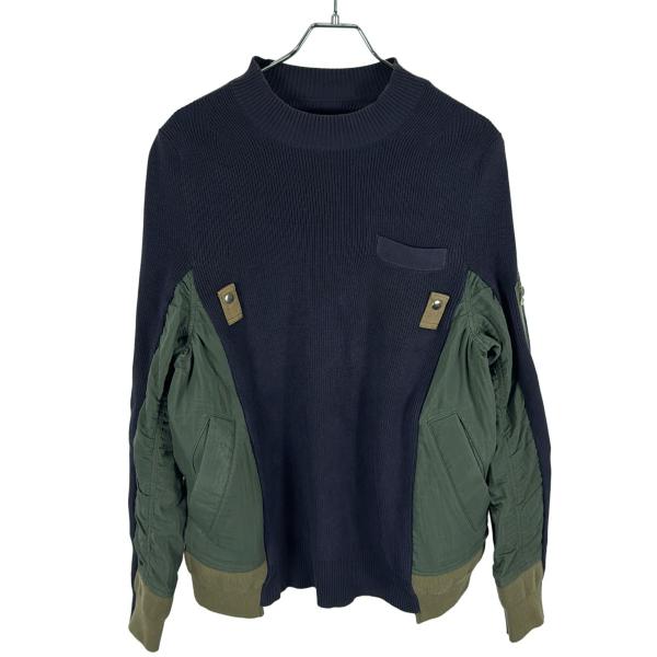 sacai サカイ　19SS ミリタリー 切替 ドッキング シャツ 1 sacai（サカイ） 19SS SWITCHED PULLOVER KNIT SWEATER ドッキングMA-1