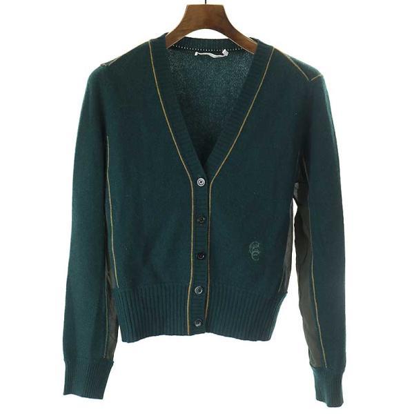 Chloe クロエ 20AW シルク切替カシミヤニットカーディガン グリーン  