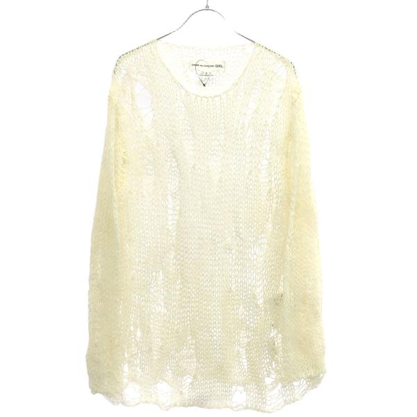 COMME des GARCONS GIRL コムデギャルソンガール 24AW ウールアクリルメッシュニットセーター NN-N008 アイボリー S modescape_rc-it1wfl9vae38-gmho
