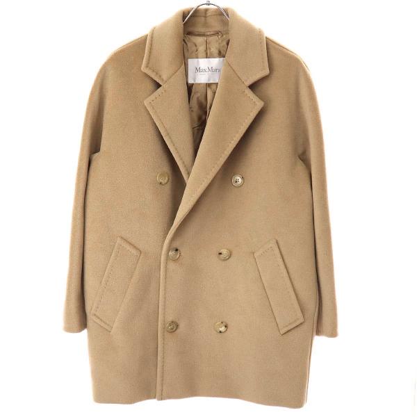 MaxMara ベージュ ショートコート ペラ] ピュア ウール ダブルフェイス ショート コート, light brown