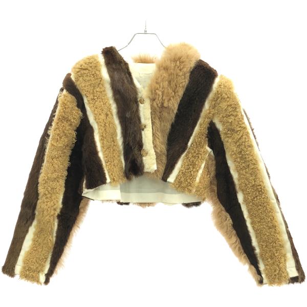 SEEALL シーオール 21AW FUR CARDIGAN パッチワークファーカーディガン SAW11 JK512 ブラウン系 38 SEEALL シーオール 21AW FUR CARDIGAN パッチワークファーカーディガン
