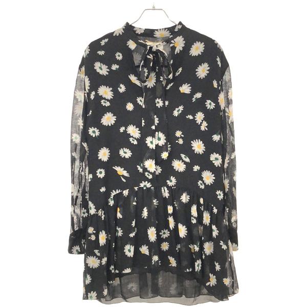 SAINT LAURENT - SAINT LAURENT PARIS サンローラン パリ 18AW スキッパーリボンフラワーシャツワンピース 485610 ブラック 34 SAINT LAURENT PARIS サンローラン パリ 18AW スキッパーリボン