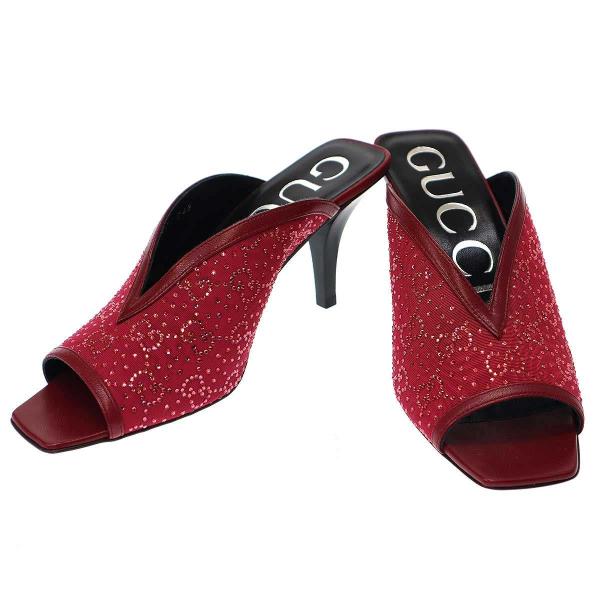 GUCCI グッチ GG Crystal 75mm Heeled Sandal ビジューミュール