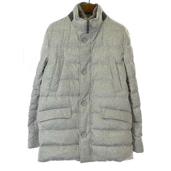 【美品】HERNO ヘルノ カシミヤ シルク ダウン グレー 50 美品】HERNO ヘルノ カシミヤ シルク ダウン グレー 50