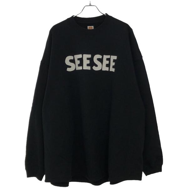 【希少サイズ】SEESEE センターロゴスウェット　オーバーサイズ　ブラック 希少サイズ】SEESEE センターロゴスウェット オーバーサイズ