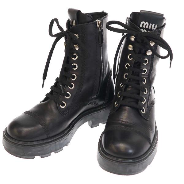 miu miu レザー　レースアップブーツ　黒　23.5位　35.5 美品 modescape_rc-it6h58nh82ke-g9hx
