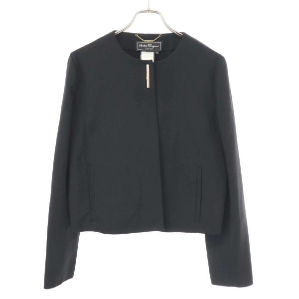 Salvatore Ferragamo ノーカラージャケット 42 FERRAGAMO（フェラガモ） Salvatore Ferragamo サルバトーレ ウール