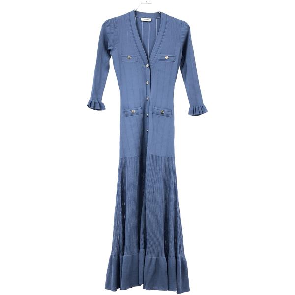 美品 sandro サンドロ ロング丈 プリーツドッキング ドレス ワンピース 