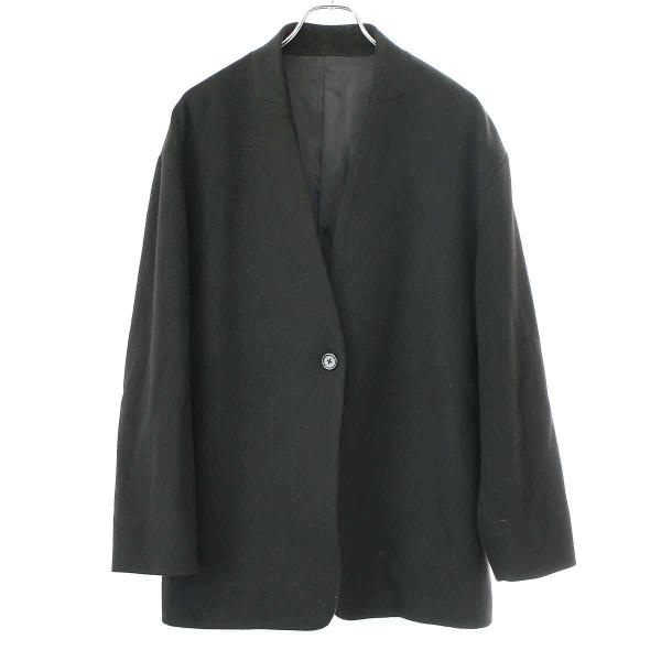 e BIOTOP ヨー ビオトープ cashmere collarless jacket カシミヤカラーレスジャケット EEL-34010-B ブラック F BIOTOP e ヨー ビオトープ cashmere collarless jacket カシミヤ