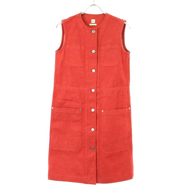 HERMES エルメス 22SS セリエボタンデニムワンピース 2E0550DQ レッド 