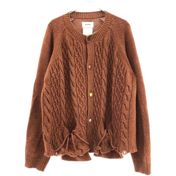 じ*こ様 doublet ウールカーディガン ブラウン 21aw doublet ダブレット 21AW RECYCLE WOOL CABLE CARDIGAN ピリング加工