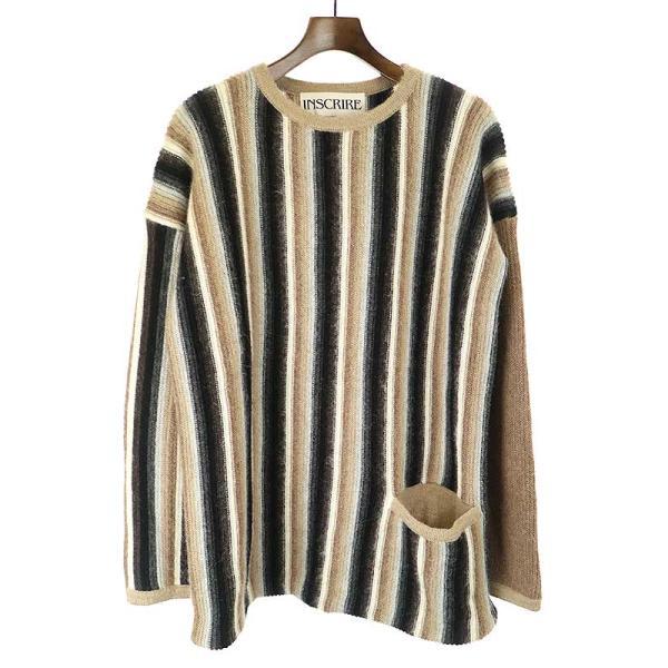 INSCRIRE 新品タグ付きグレー 赤ストライプ ニット M