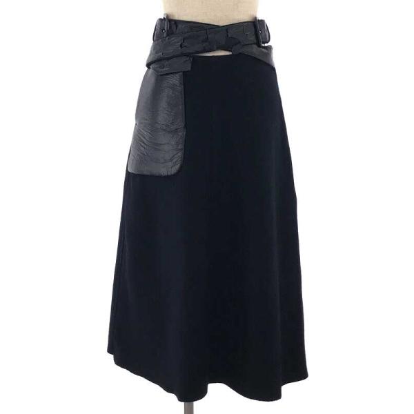 TOGA PULLA トーガプルラ フェイクレザー切替ウールロングスカート  