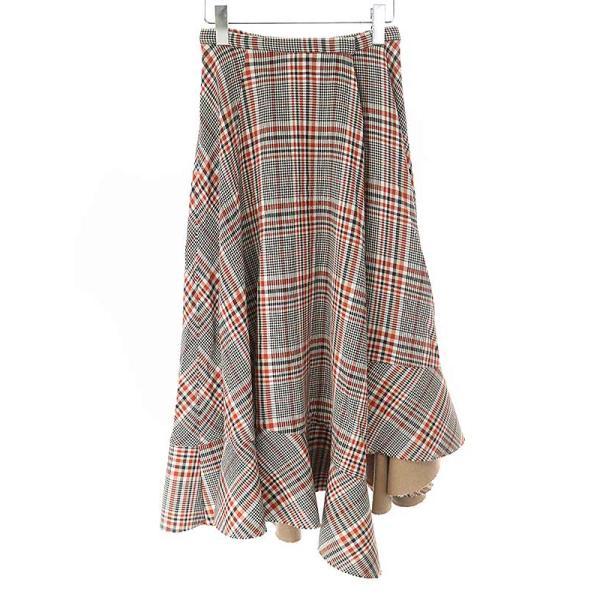 CLANE クラネ 18AW ASYMMETRY HEM CHECK SKIRT アシンメトリーヘム  