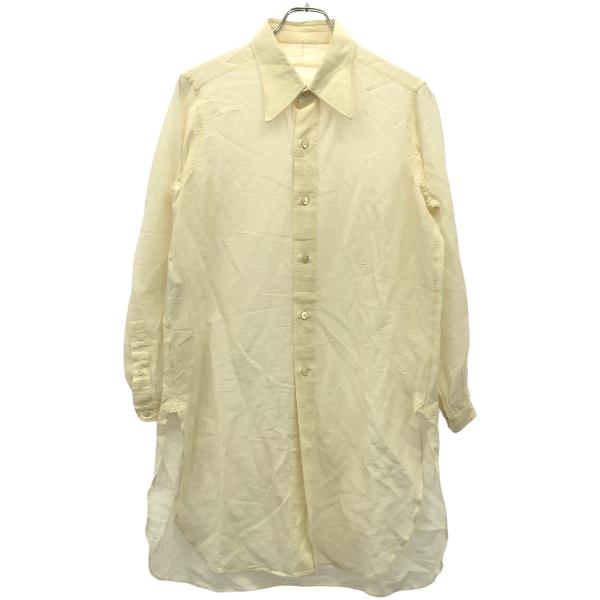 Maison Margiela メゾン マルジェラ 21SS ワンポイント刺繍リネンロングシャツブラウス S29DL0193 アイボリー 36 Maison Margiela（メゾンマルジェラ） メゾン マルジェラ 21SS ワン