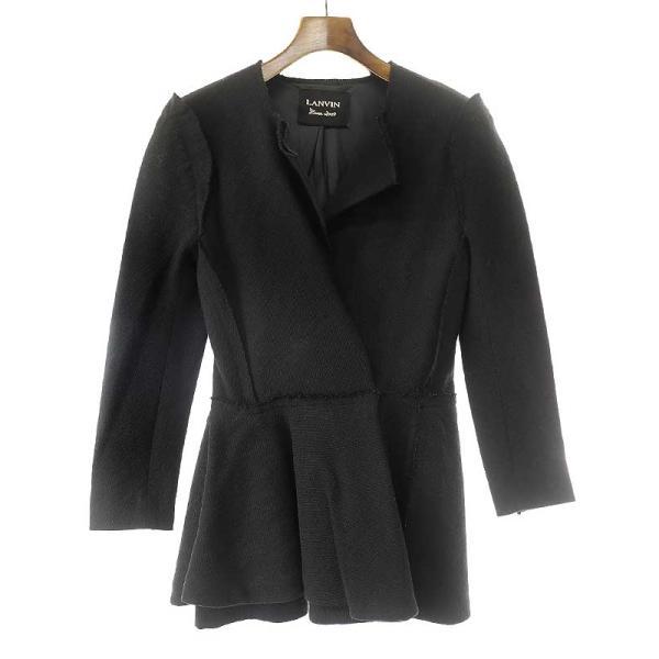 LANVIN ランバン 09AW ウールリネンペプラムジャケット ブラック 