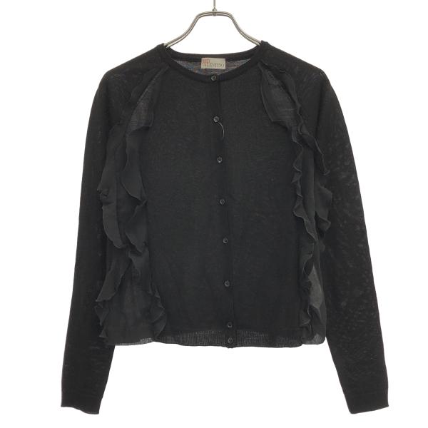 RED VALENTINO レッド ヴァレンティノ フリルニットカーディガン NR3KA0D6380 ブラック M RED VALENTINO（レッドヴァレンティノ） レッド ヴァレンティノ フリル