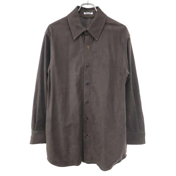 AURALEE オーラリー 24SS Calf Nubuck Shirt ヌバックレザーシャツ A24SS04CN カーキ 0 AURALEE（オーラリー） 24SS Calf Nubuck Shirt ヌバックレザーシャツ