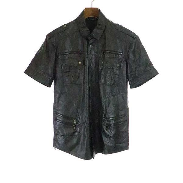 BALMAIN HOMME バルマン オム 13SS レザーバイカーシャツ ブラック 38 