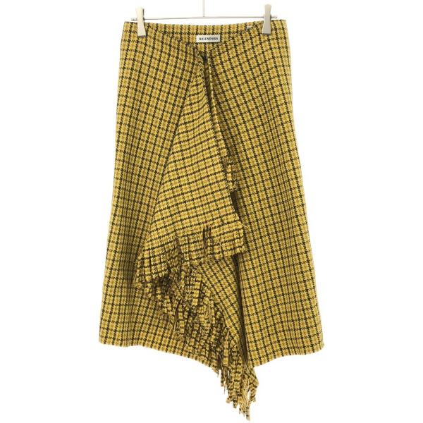 BALENCIAGA バレンシアガ 18AW ハウンドトゥースチェックフリンジ 