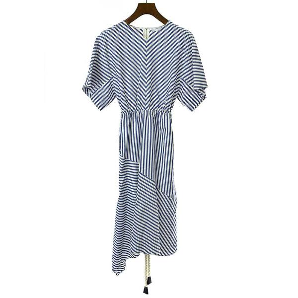 HYKE ハイク 19SS ストライプロープベルトワンピース ネイビー 1