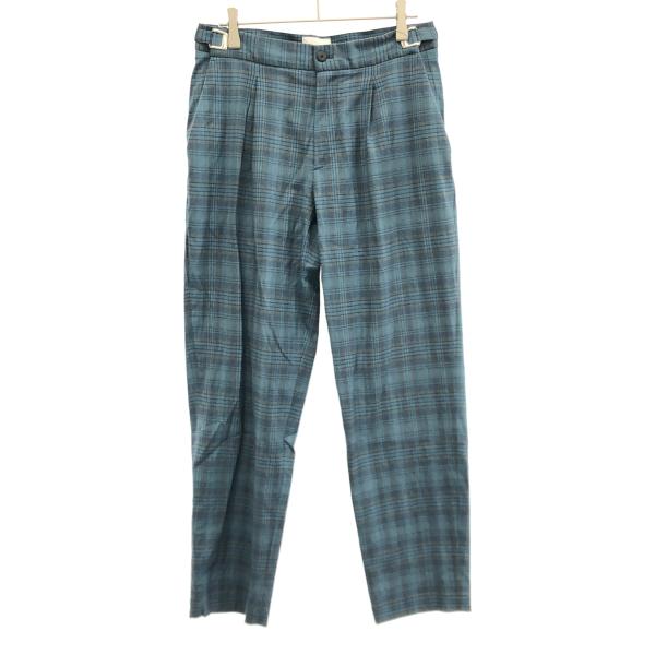 CELLAR DOOR セラードアー LEO T チェック柄センタープレススラックスパンツ PA110013 ブルー 46 ITEX7I5RC34H