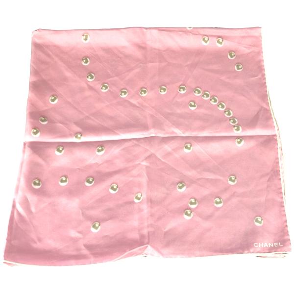 CHANEL（シャネル） ココマークパールシルクスカーフ ピンク