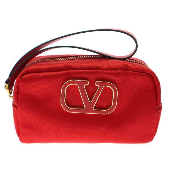 Valentino ブラック ナイロン ポーチ ロゴ付き Valentino Garavani Vロゴ シグネチャーバックパック | ブラック