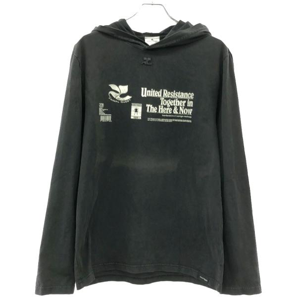 Courreges - Courreges クレージュ The Here & Now Long-Sleeve Hooded T-Shirt フーデッドTシャツ  グレー S シャツ Courreges クレージュ The Here & Now Long-Sleeve