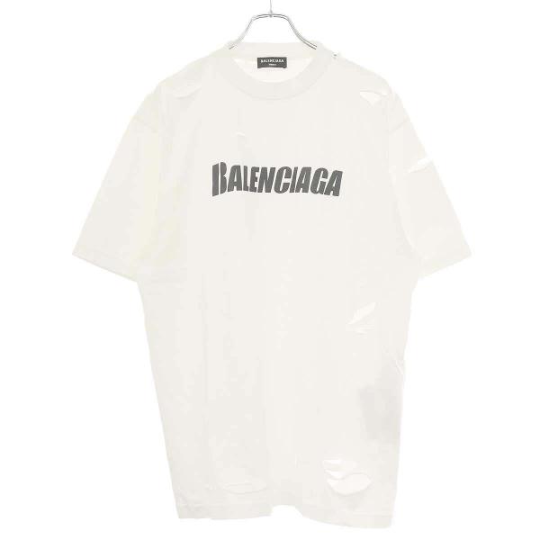 BALENCIAGA バレンシアガ 21SS デストロイオーバーサイズTシャツ BALENCIAGA（バレンシアガ） 21SS ロゴプリント デストロイオーバー