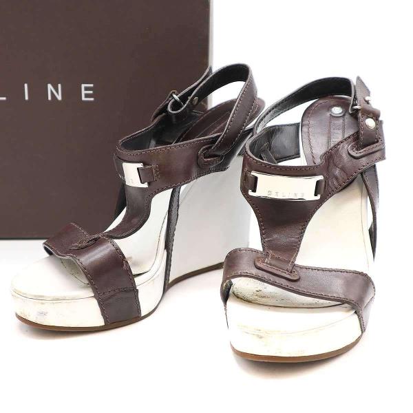 CELINE セリーヌ ウェッジソール ストラップサンダル ホワイト