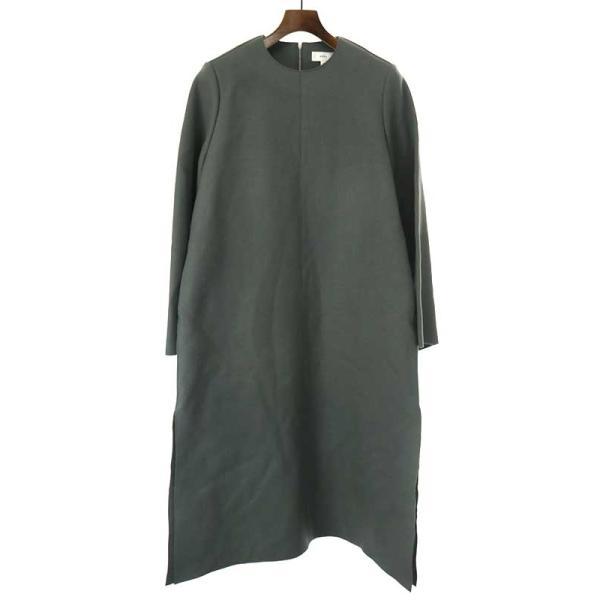 HYKE（ハイク） 21AW MELTON BELL SLEEVE DRESS ノーカラーメルトン
