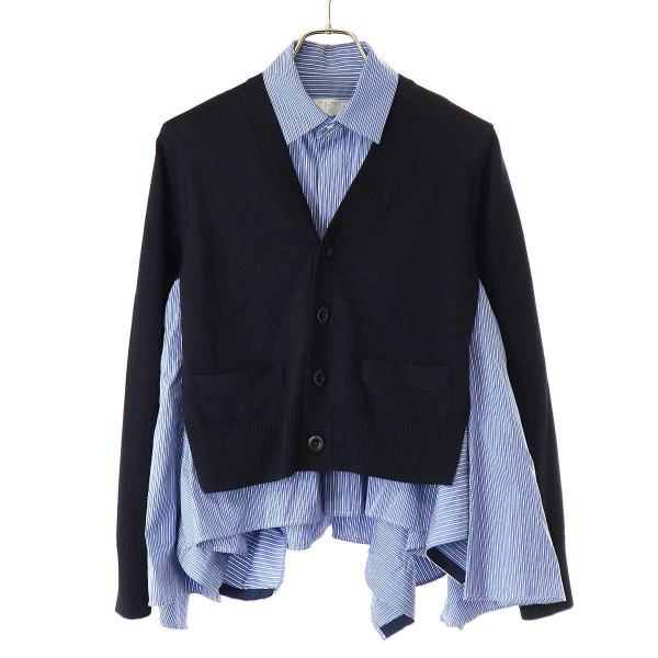 【sacai】 ニット カーディガン sacai サカイ 25SS Cotton Poplin x Knit Cardigan コットン